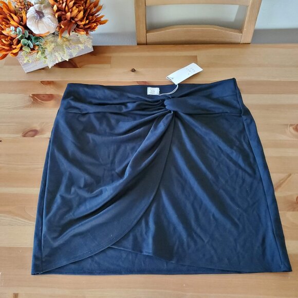 A New Day - Women's Ruched Ponte Mini Skirt - Black Size L - Picture 10 of 11